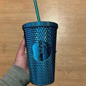 Starbucks Summer 2023 Blue Chrome Teal Studded 16oz Grande Cold Cup Tumbler
